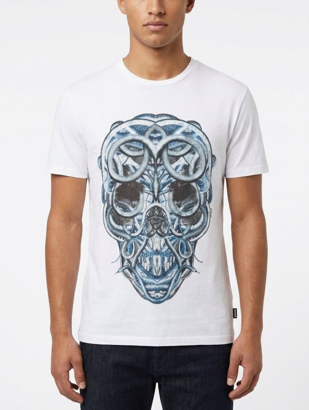 Just Cavalli Snake Skull Graphic Tee | Men’s S (Fits Women’s Oversized)